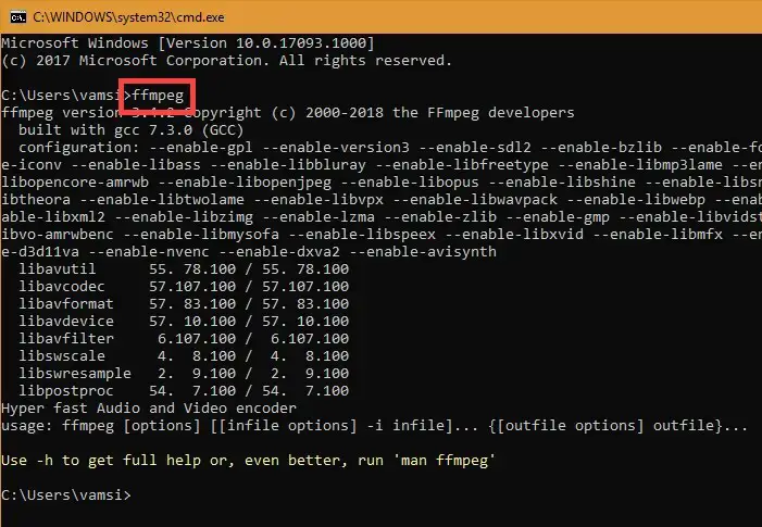 check if ffmpeg is installed - veirfy ffmpeg installation